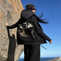 6917/FANMAJIALIE Fournisseur de haute qualité Gilet noir avec imprimé léopard et broderie Mickey Cartoon, haut de mode urbaine quotidienne