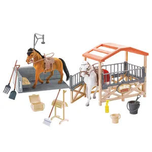 animal farm toys house horse stable simulation flocking scene stable realistic horses kids horse farm toy set for kids