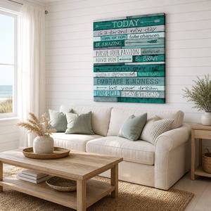 Tableau mural en toile avec citation inspirante, en bois vert sarcelle, avec message de motivation et <span class=keywords><strong>mots</strong></span> positifs, encadré, pour décoration de chambre et de bureau - Product Image 2