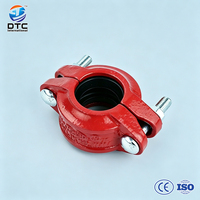 Raccord de tuyauterie rainuré en fonte ductile haute pression DN50 DN300 pour les travaux de protection incendie des bâtiments commerciaux