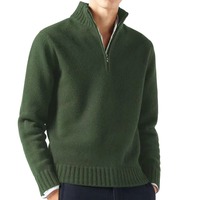 Pull Polo Homme Personnalisé à Col Mi-Zippé, Tricot en Coton, Laine et Cachemire (100% Coton/Laine/Mélange Cachemire)