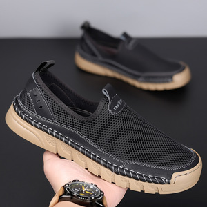 Men's Breathable Mesh Slip-On Shoes White Brown Black 9196 Outdoor Sports Fashion <b>Clogs</b> Lightweight Comfortable Fit - Product Image 3