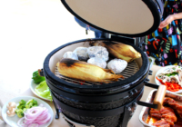 Barbecue au charbon de bois portable SEB Kamado 16 pouces, en céramique moderne, avec allumage électronique en acier inoxydable, pour fumoir familial extérieur