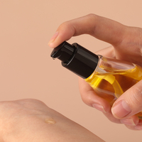 Flacon carré plat en verre transparent 50 ml avec pompe à pression pour huile capillaire, huile corporelle, contenant cosmétique DIY avec couvercle anti-poussière