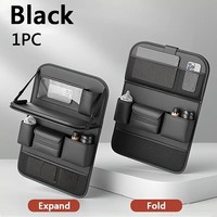 Organisateur de siège arrière de voiture en cuir de luxe, table pliante, plateau multifonctionnel, sac de rangement pour siège arrière avec support pour tablette