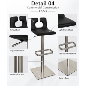 Modern Stainless Steel Bar Chair <b>Adjustable</b> Height Swivel Stool with <b>Footrest</b> for Home Bar Dining Villa USA DDP - Product Image 4