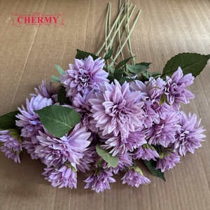 Fiore Artificiale di Dalia a 3 Teste in Seta, Grande Fiore Finto <span class=keywords><strong>Viola</strong></span> Lavanda per Centrotavola Matrimonio, Decorazione Floreale all'Ingrosso - Product Image 3