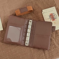 Nuevo Planificador de Hojas Sueltas M5 Marrón Oscuro, Cuero PU, Minimalista y Elegante, Portátil para Estudiantes