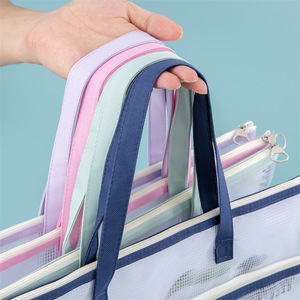 <span class=keywords><strong>Sac</strong></span> de rangement 16*16 en PVC double couche, grande capacité, transparent, pour projets artistiques, broderie, documents, avec fermeture éclair et poignée - Product Image 3