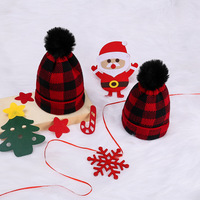 Gorro de Punto Grueso para Mamá e Hija/Hijo, Gorro de Esquí Cálido de Punto, Gorro de Punto con Estampado de Cuadros de Búfalo para Mamá e Hija