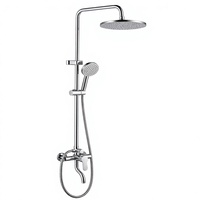 Système de douche mural 3 voies en alliage de zinc chromé poli avec douchette et pommeau de douche en acier inoxydable 201 – Ensemble de douche pour salle de bain