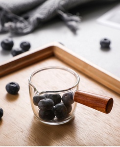 Qwz — nouvelle tasse en verre à poignée en bois, 50, 80ml, gobelet de mesure du lait, café, classique, à <span class=keywords><strong>bec</strong></span> unique - Product Image 4