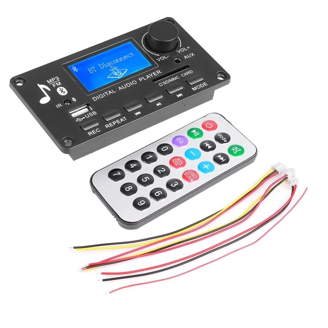 Wireless MP3 Player Decoder Board FM Radio AUX Car Module Audio Amplifier Mic Phone Handsfree Call Recorder