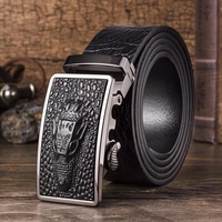 Ceinture en cuir de vache pour homme, livraison gratuite, accessoire de bureau, motif Crocodile, avec boucle automatique