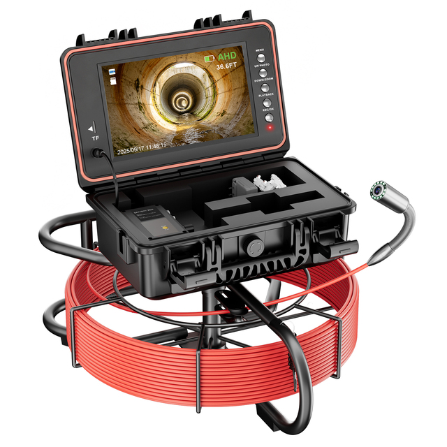 1080P Self-Leveling 512Hz Aperture Pipeline Endoscope 9inch IPS Screen Waterproof Drain Pipe Video Inspection Camera 50M 165ft