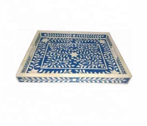 Direct Factory Sale Unique Design Bone Inlay <b>Serving</b> <b>Tray</b> Handicraft Quality <b>Black</b> 35x25x5 cm for Hotel Restaurant Use Indian - Product Image 5