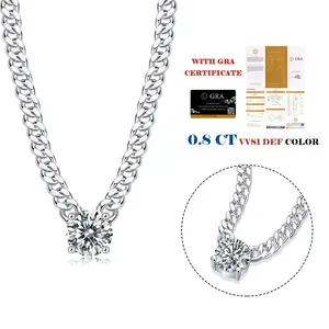 Vvs Moissanite diamant CZ 925 argent Sterling laiton cubain lien chaîne collier glacé personnalisé Miami cubain lien chaîne pour hommes