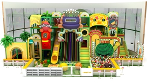 Trampoline d'intérieur sur le thème de <span class=keywords><strong>la</strong></span> jungle avec toboggan LED et piscine à balles, construction en PVC et mousse, sûr pour les enfants - Product Image 5
