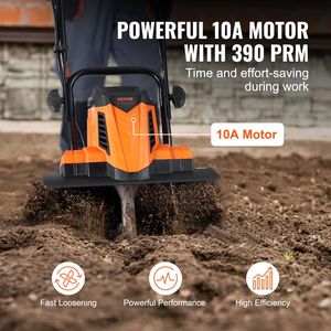 Motoculteur/cultivateur électrique filaire 10 ampères largeur de labourage 14 \ "profondeur 3.94 \" dents en acier MN pour jardin pelouse sol creuser rotoculteur - Product Image 3
