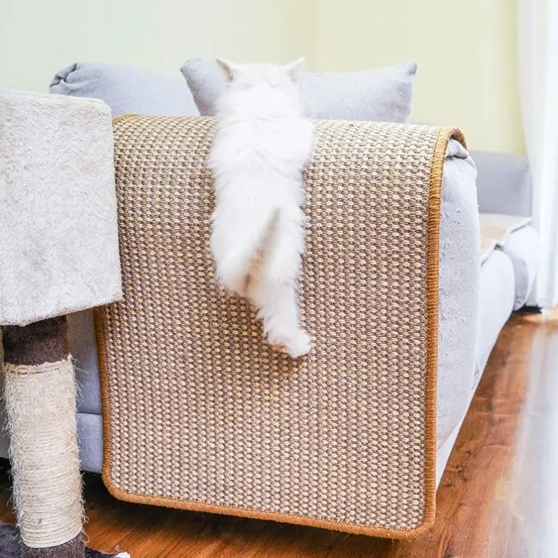 Tapete de sisal para gatos, tapete de treinamento de brinquedos de gato, grosso e natural para proteger móveis