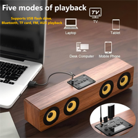 Speaker Kayu Berlapis Serat dengan Suara Surround Stereo Berkualitas Bioskop, Dilengkapi 4 Speaker Besar dan Bass yang Kuat, Mendukung Interkoneksi Nirkabel TWS