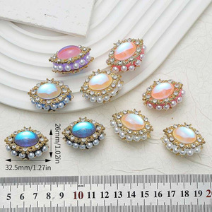 Botones de aleación con perlas y diamantes de imitación, pequeños y redondos, accesorios de joyería de moda para decoración de ropa, invierno 2024 - Product Image 4