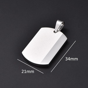 Pendentif rectangulaire en acier inoxydable pour femmes et hommes, chaîne de collier, breloques pour chiens, accessoire de fabrication de bijoux en métal - Product Image 2