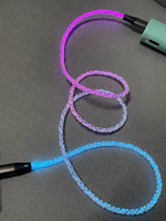 Câble USB C vers USB C avec lumière LED RVB, charge rapide 6A 66W PD, câble de charge lumineux tressé en nylon pour téléphone portable et tablette