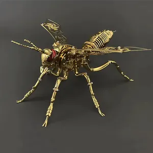 Creative Desktop Decorations Diy Insect Assembly Kits Educational Jigsaw All Gold Mechanical Metal Wasp 3D Puzzle