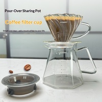 Carafe à café minimaliste en verre borosilicate, forme nuage, pour service, couleur gris fumé