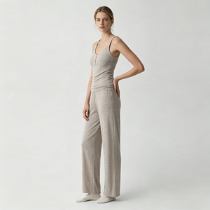 Ensemble décontracté personnalisé 2 pièces : débardeur et pantalon large pour femme – Pyjama et ensemble de détente en bambou pour femme - Product Image 2