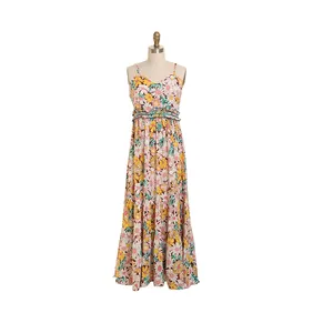 Popular summer women's sleeveless floral ruffle dress party dresses for fat girls