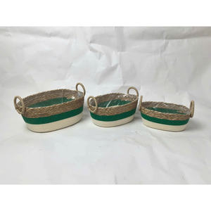 Cestas tejidas duraderas Solución de almacenamiento de color neutro plegable ecológica para cocina Baño Compuesto por tela de hierro y madera - Product Image 1