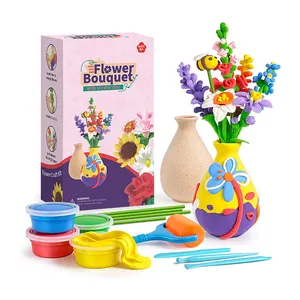 TS Make Your Own Clay Flower Bouquet and Vase Craft Kit Funny Air Dry Clay for Kids