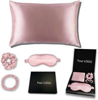 Ensemble cadeau en soie de mûrier certifiée OEKO, comprenant une taie d'oreiller en soie personnalisée, un masque de sommeil et un chouchou