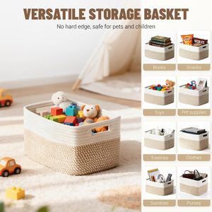 Lot de 5 paniers de <span class=keywords><strong>rangement</strong></span> tissés pour étagères, paniers décoratifs pour organiser les jouets, les livres, les vêtements, le placard, la chambre d'enfant - Product Image 3