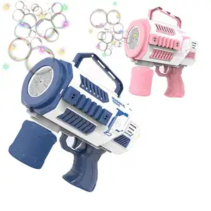 Machine à bulles électrique à grande vitesse avec musique légère automatique 12 trous DIY Bubble Bazooka Launcher Toys For Kids Adult