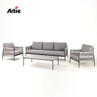 Artie Schwarz-Weiß-Gartenmöbel Gartens ofa Outdoor Aluminium 3-Sitzer Sofa Balkon Möbel Resort Patio Sets