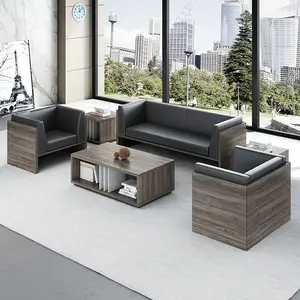 व्यापार बातचीत कार्यालय सोफे कॉफी टेबल संयोजन आधुनिक बैठक चमड़े कला अवकाश सोफे बैठक मेहमानों स्वागत सोफा - Product Image 1