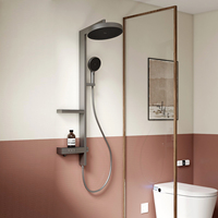 Ensemble de douche mural thermostatique en laiton gris anthracite pour hôtel, avec mitigeur de douche pluie et robinet de douche