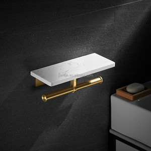 Soporte de papel tisú para inodoro empotrado, accesorios de baño de acero inoxidable, Rollo Jumbo de latón satinado, soporte de papel higiénico con auto - Product Image 4