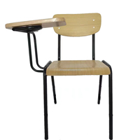 Chaise de formation empilable en contreplaqué avec tablette d'écriture, cadre métallique de qualité supérieure, chaise d'écolier pour salle de classe et salle de formation