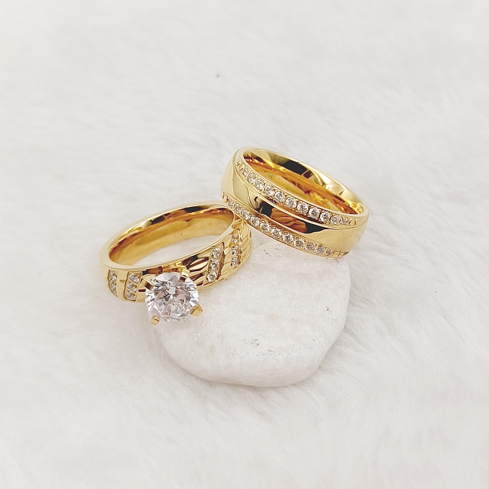 Dubai Gold Plated Marriage Ring Prices Wedding Couples Engagement Rings  Bridal Sets Women Girls Fashion Jewelry Cz Diamond