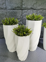 Pot de fleurs en métal de 24 pouces, écologique, léger, couleur blanc brillant, pour la maison et le jardin