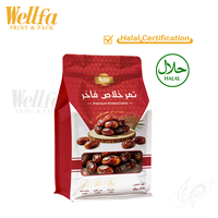 HALAL Aangepaste Logo 500g Voedselveilige Witte PE Medjool Dadels Verpakking Herbruikbare Zip Zak met Venster
