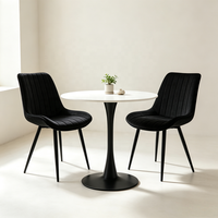 Chaise de salle à manger rembourrée à coutures verticales en velours, chaise d'appoint pour salle à manger et salon – Offre Spéciale
