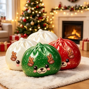 Christmas Reindeer <b>Glitter</b> Dumpling Squishy Soft Squeeze Fidget Toy Stress Relief Sensory Toy Gift for Kids and Adult - Product Image 2