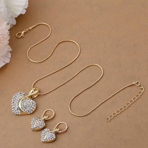 Cross-Border Popular Roman Pattern Diamond Studded Quartz <b>Watch</b> Bracelet Dotted Diamonds Heart-Shaped Necklace and Earring <b>Set</b> - Product Image 5