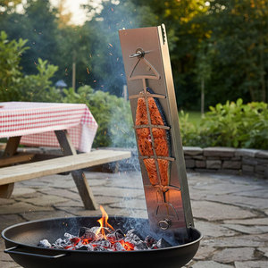 Herbruikbare Roestvrijstalen Flammlachsbrett Vis Vlammenrek Houder Vuur Kom Gegrilde Vlam Zalmbord Flammlachshalter - Product Image 1