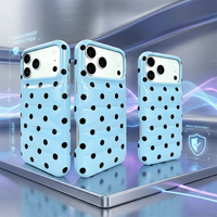 Coque de téléphone tendance style Ins à pois noirs et blancs pour iPhone 17/18 Pro en cuir PU antichoc protection 360°